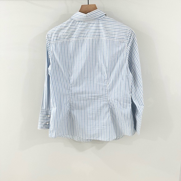 J. McLaughlin Button Front Blouse Blue Stripe Size 6 - Picture 5 of 5